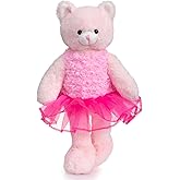 WENMOTDY Ballerina Cat Stuffed Animal Cute Plush Cat in Tutu Skirt Birthday Dance Recital Gifts for Girls Kids 21’’ Pink