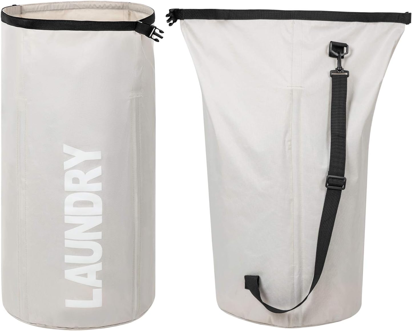 ZERO JET LAG 106L Extra Large Laundry Hamper Collapsible Laundry Basket Tall Clothes Hamper Bag Waterproof Standing Laundry Bin Heavy Duty Laundry Liners (Beige)
