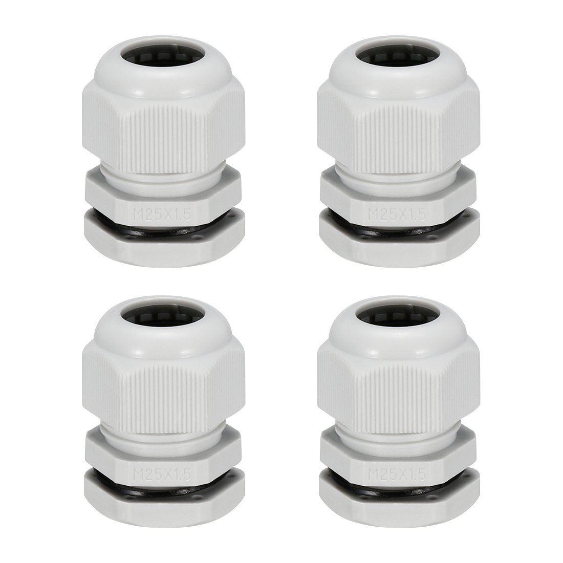sourcing map 4Pcs M25 Cable Gland Waterproof Connector Plastic Wire Glands Joints White for 9mm-15mm Dia Wires