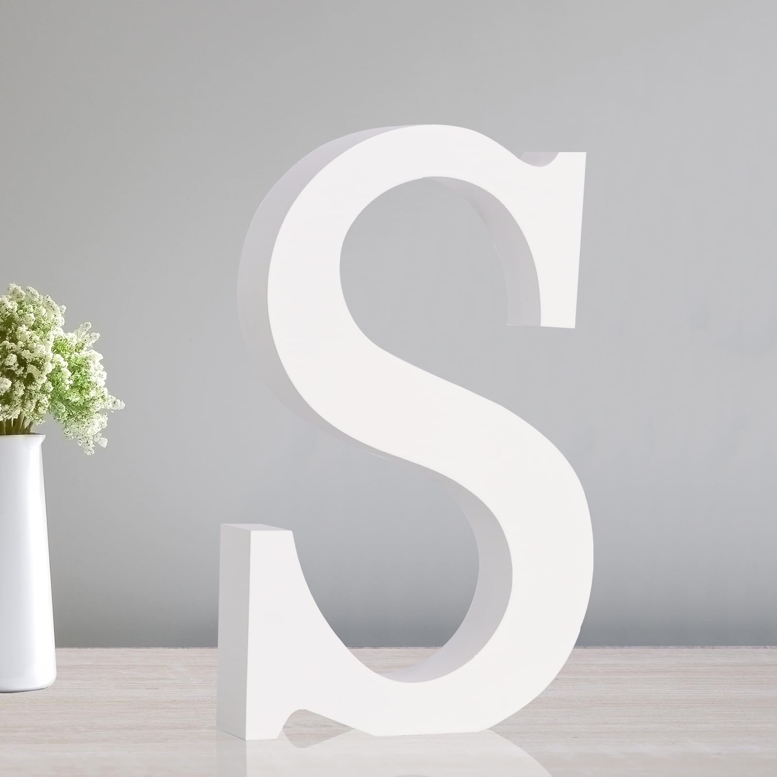 Photo 1 of TONIFUL 7.8 Inch White Letter S Table Centerpiece A-Z DIY Birthday Party Decorations,White Alphabet S for Birthday,Chrismas,Graduation,Bridal Shower,Wedding,Anniversary Party Supplies