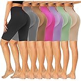 GROTEEN 7 Pack High Waisted 5''/8'' Biker Shorts for Women - Buttery Soft Black Workout Yoga Running Spandex Yoga Shorts