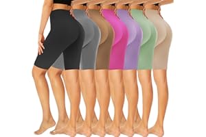 GROTEEN 7 Pack High Waisted 5''/8'' Biker Shorts for Women - Buttery Soft Black Workout Yoga Running Spandex Yoga Shorts