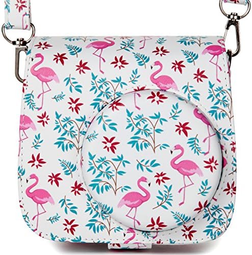 Flylther Compatible Mini 8 8+ 9 Camera Case for Fujifilm Instax Mini 8 8+ 9 Instant Film Camera - Flamingo