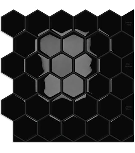 QMARK Peel And Stick Metal Backsplash Tiles - 6 Pack Black Aluminum Kitchen Backsplash