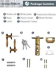 SORWDUERM 2 Pack Antique Door Lever with Lock and