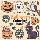 Halloween Coloring Book: Bold & Easy Designs for Kids and Adults | Featuring 40 Simple Designs to Color and Relax