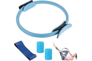 Magic Circle Pilates Ring Set for Women, Core Balance Resistance Training Kit with Adjustable Band, Non-Slip Wrist Straps, Ho