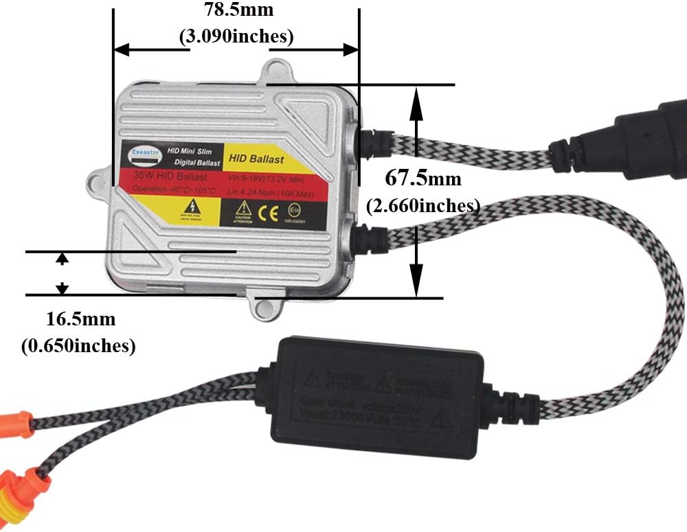 Eseastar H1 HID Conversion Kit with 2 6000K Xenon White Bulbs and 2 35W 12V Ballasts - Image 3