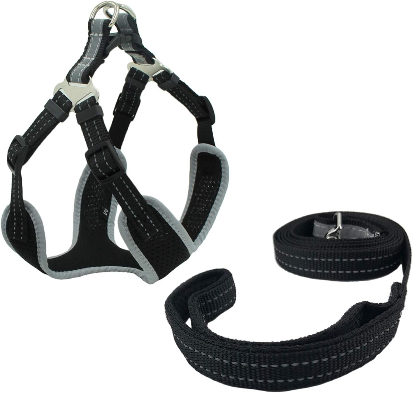 Newtensina Mesh Dog Harness Breathable Puppy Harness with Polyester Reflective Webbing - Black - S
