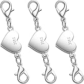 925 Sterling Silver Magnetic Heart Clasp Set for Necklaces and Bracelets, Double Lobster Closure Design, Jewelry Making Extender (3pcs Silvery)
