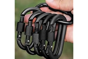 4PCS Aluminum Alloy Carabiners, Sturdy Metal Carabiner Clips with Adjustable Locking Gate, Heavy Duty Safety Clip for Hanging Keys Securing Belts, Ideal for Camping Hiking Backpacking Outdoor Gear