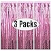 3 Packs 3.2ft x 6.6ft Light Pink Metallic Tinsel Foil Fringe Curtains Photo Booth Props for Birthday Wedding Engagement Bridal Shower Baby Shower Bachelorette Holiday Celebration Party Decorations
