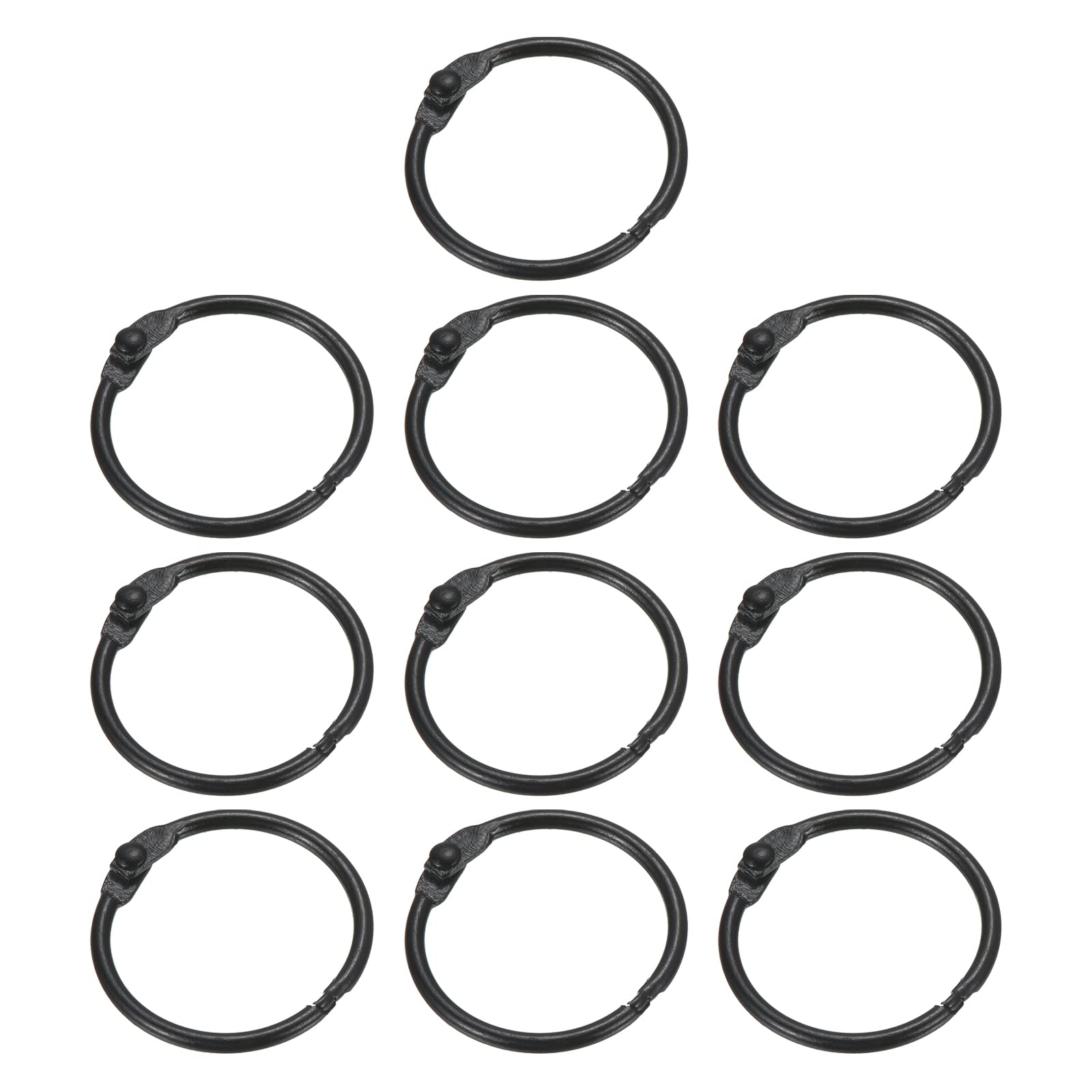 PATIKIL Loose Leaf Binder Rings 1 Inch, 10 Pack Metal Flash Card Book Binding Rings for Key Chain Index Card Scrapbooks, Black — image 1