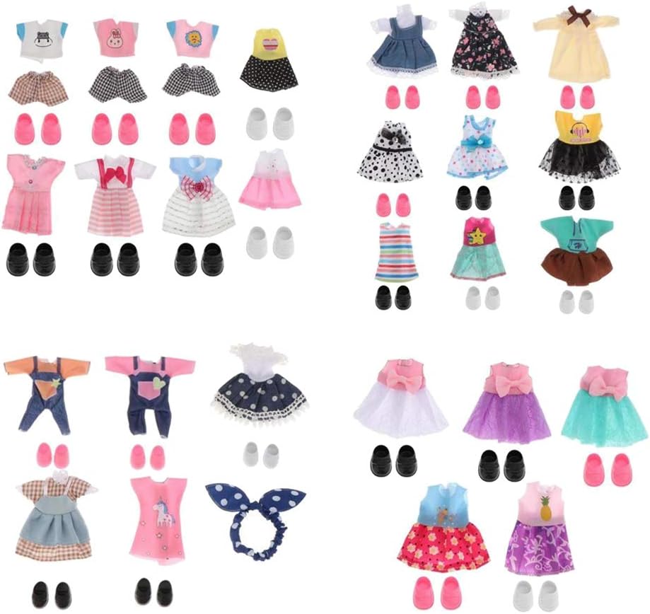 Amazon T Tooyful 1 12 Bjd人形衣装 オビツ11服 ガールドール用 夏服 上下セット ワンピース シューズ付き 27セット フィギュア ドール 通販