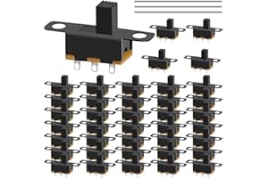 MKBKLLJY 40PCS 5mm High Knob Vertical Micro Mini Slide Switchs SPDT 1P2T 3 Pin 2 Position Toggle Switches ON/Off DC 50V 0.5A SS12F15-G5 with Solder Wire for PCB Panel Mount Microphone Circuit Board
