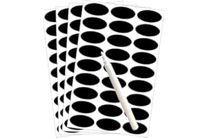 TOP LABEL Small Oval Chalkboard Labels Waterproof Stickers for Sugar Jars,Party,Crafts Rooms,Weddings and Kitchen