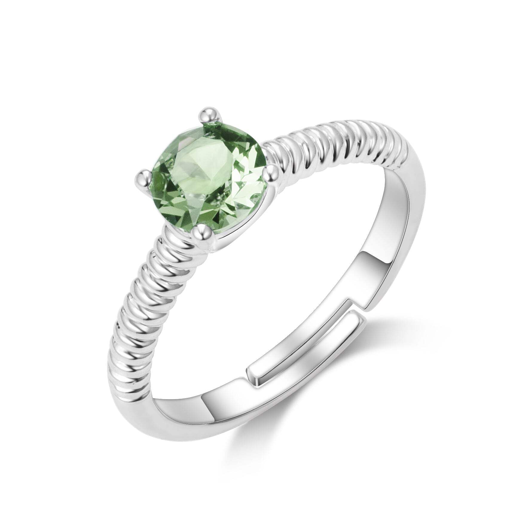 Philip Jones Light Green Adjustable Crystal Ring Created with Zircondia® Crystals