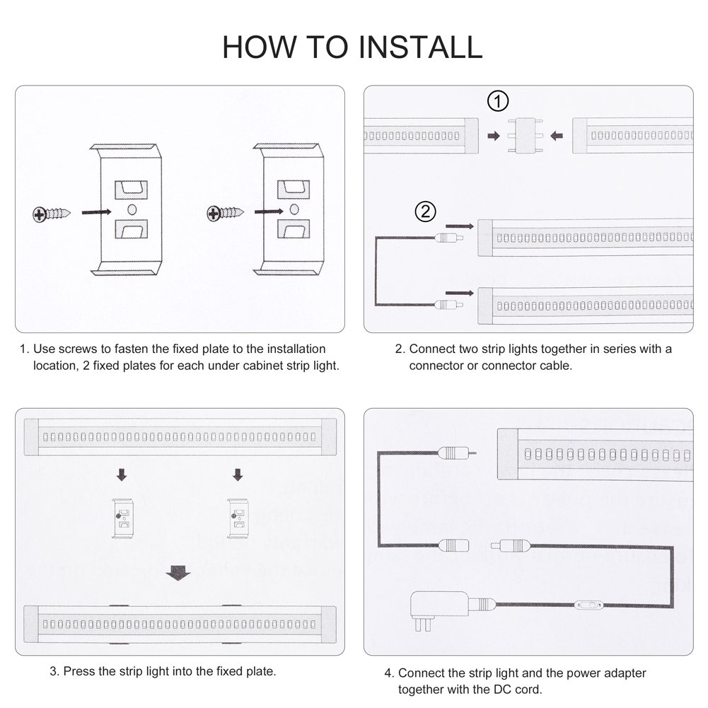 LEDGLE LED Under Cabinet Lighting Kit Counter Lights Bar for Closets, 12W 950 Lumens, Warm White 3000K, Accessories Included, 3 Pack