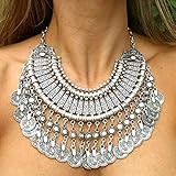 Flesser® Vintage Necklace Choker Coin Tassels Hippie Boho Bohemian Festival Gypsy Jewelry