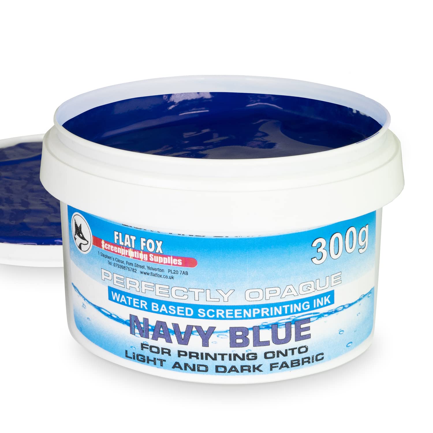 Flat Fox Screen Printing Opaque Water Based Fabric Inks (Navy Blue, 300g) — image 1