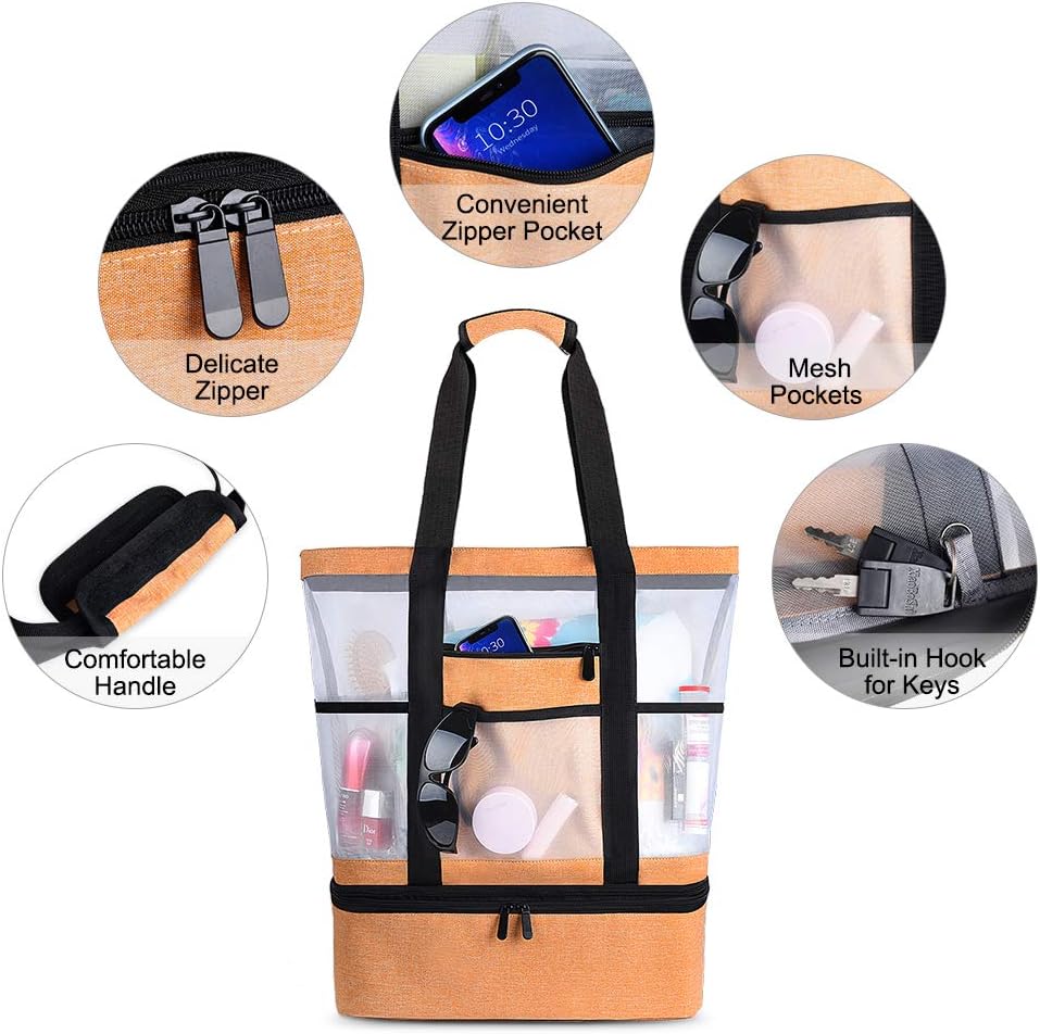Vbiger Sac A Main Sac De Plage Grand Sac Bandouliere Femme Avec Sac Isotherme Isole Jardin Glacieres