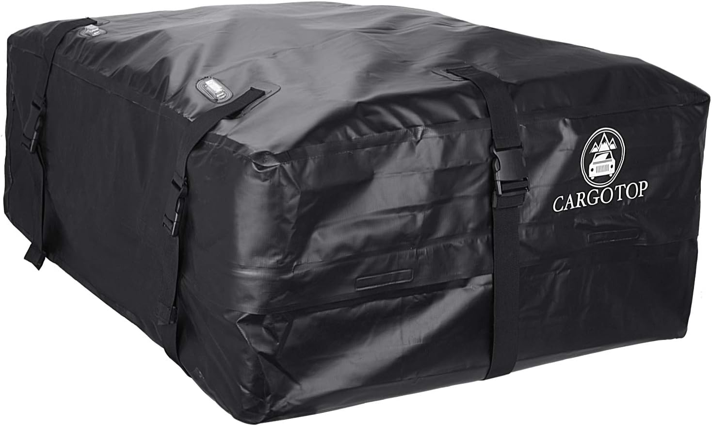 CARTOP Cargo Bag, Waterproof Cargo Bag Easy to Install Soft Rooftop Luggage Carriers Works with or Without Roof Rack (15 Cubic feet) (Black)