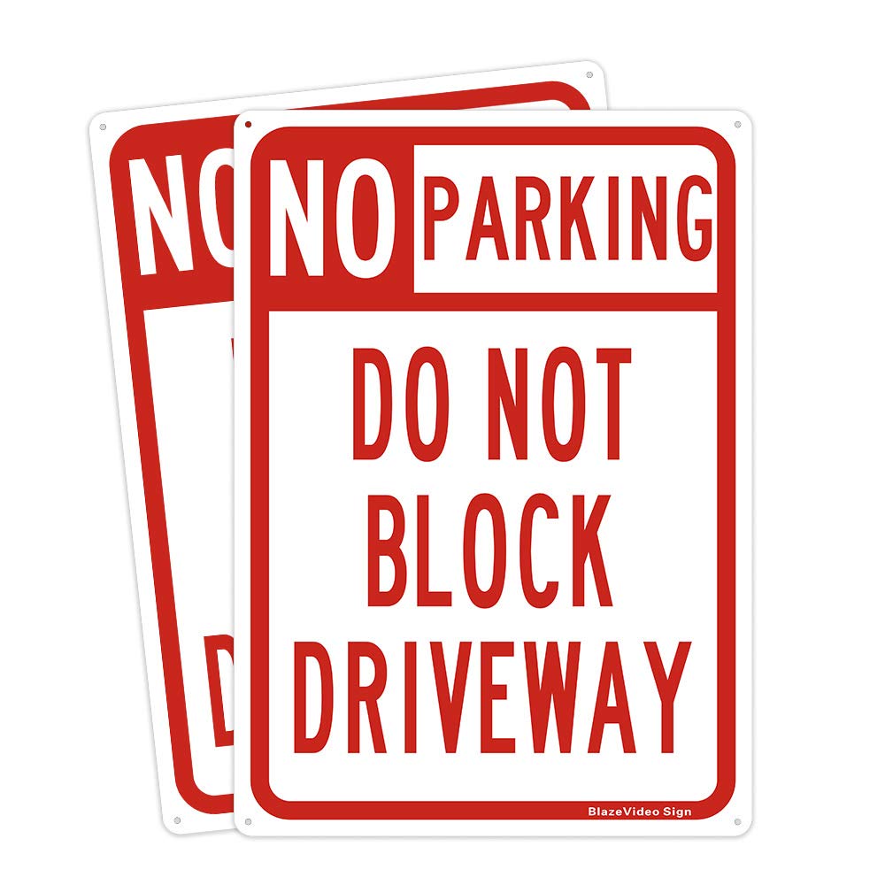2-Pack No Parking Signs Do Not Block Driveway Sign Outdoor Aluminum Keep Driveway Clear Sign with 4 Pre-Drilled Holes 10 * 14 Inches