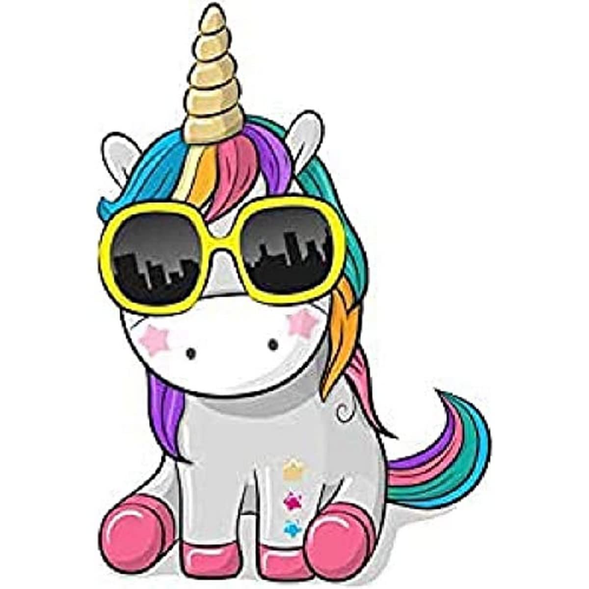 Oedim Unicorn Stars and Sunglasses Sticker | 13.5 x 20 cm | Easy Placement Sticker | Economical and Durable Car Sticker