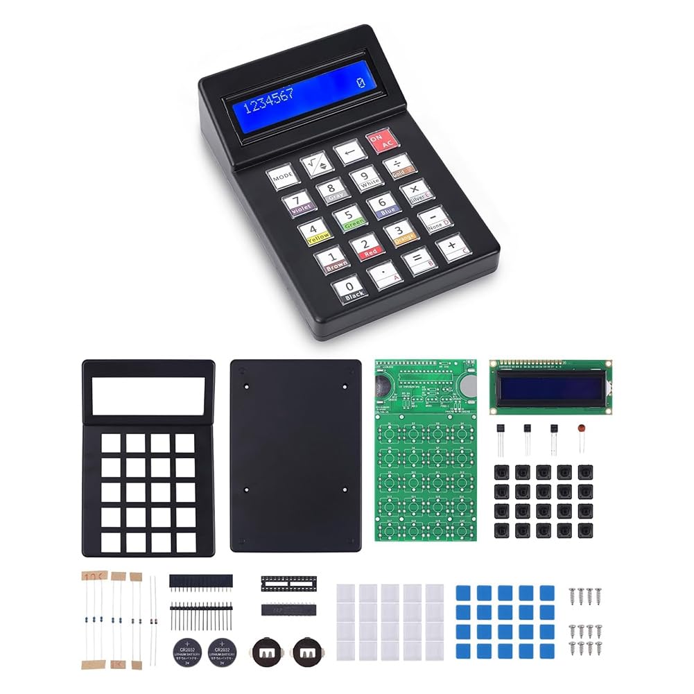 Barfeery 7-Digit Desktop Calculator Soldering Project Kit DIY Electronics Kit +1602 LCD
