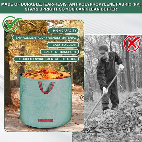 2 x 500L Green Waste Garden Bags with Handles, Foldable and Reusable, Suitable for Weeds, Leaves and Waste