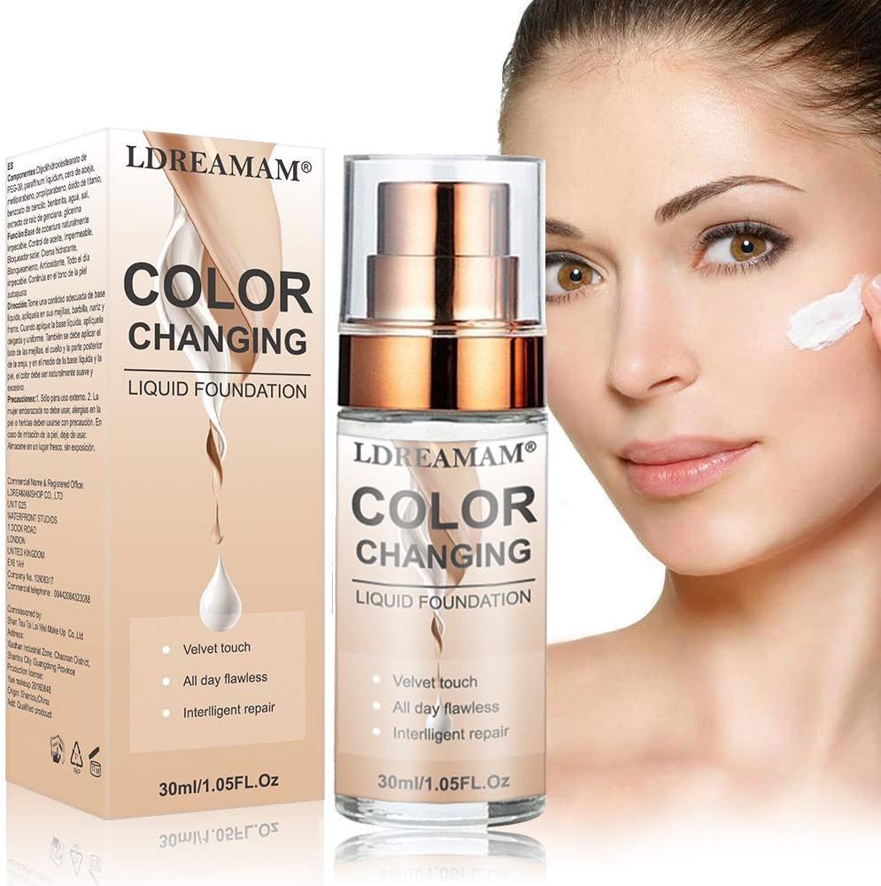 Liquid Foundation,Foundation Cream,Flawless Colour Changing Foundation，Professional Makeup Brush Set,Multifunctional