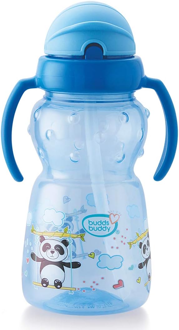 Buddsbuddy Premium 2 Handle Sports Straw Sipper 1Pc, 300ml, BB7114, (Blue)