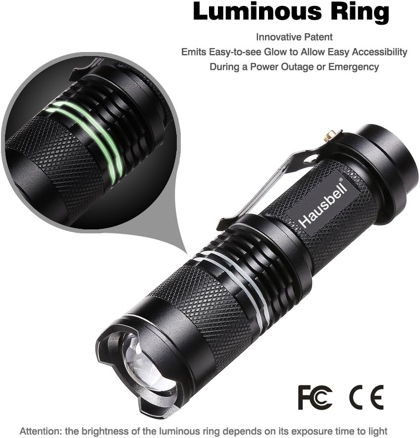 HAUSBELL Flashlights, Handheld Flashlights, 7W Mini LED Flashlights, Tactical Flashlights, Zoomable, High Lumen, Water Resistant, 3 Light Modes for Kids, Camping, Hiking (2 Pack) - Basic Handheld Flashlights - 