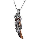 TUMBEELLUWA Dragon Pendant Necklace Wolf Crystal Stone Birthstone Protection Amulet Fengshui Jewelry Gift for Men Women