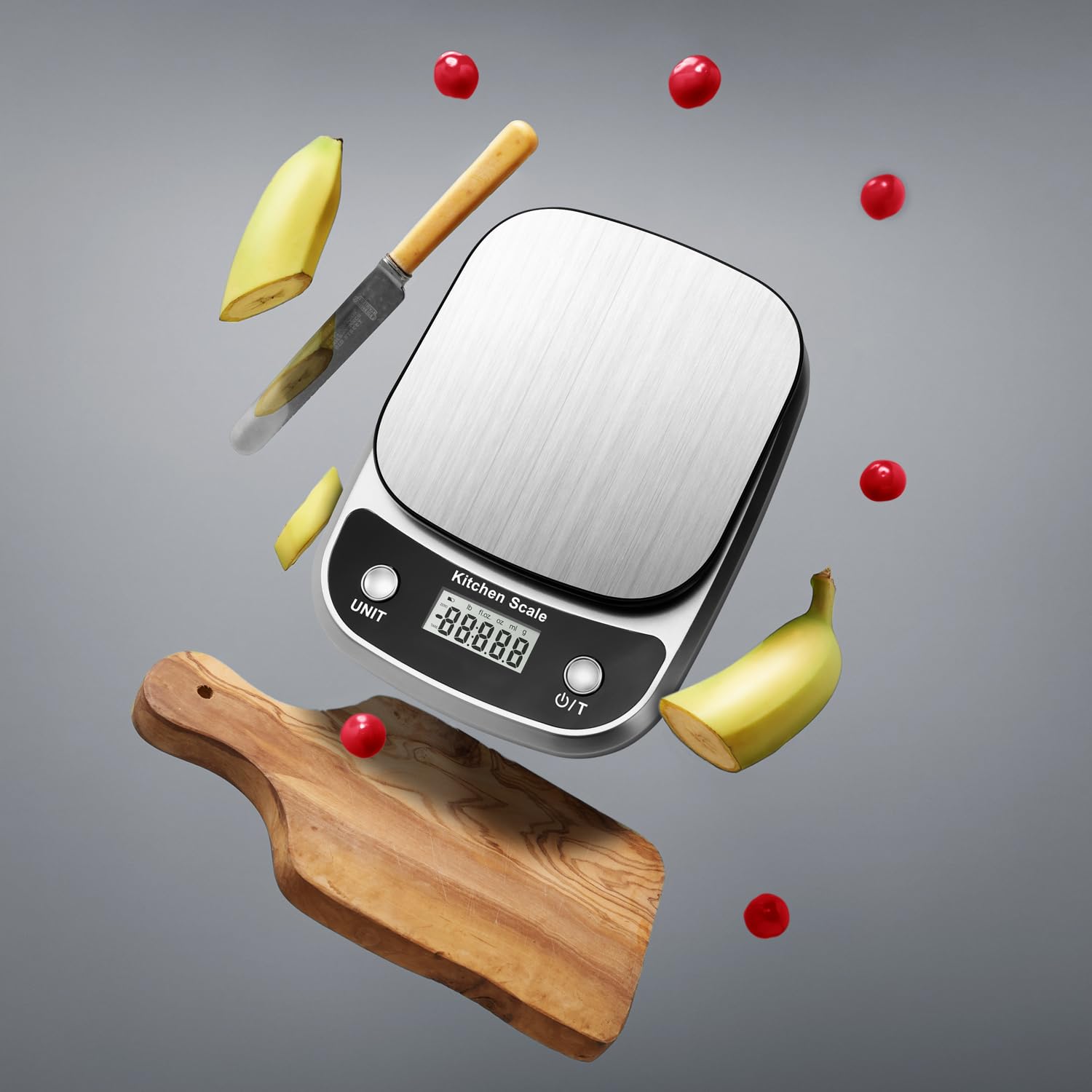 GRAM PRES Lebensmittel Küchenwaage Digital Gewicht Gramm und Oz, Professionelle digitale Küche Lebensmittelwaage 10kg/1g für Gewichtsverlust Diät Backen Kochen, Edelstahl Wiegeplattform, LCD-Display 6