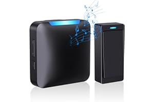 AKOYU Wireless Doorbell for Home, Waterproof Door Bell, 1000ft Range 32-Chimes 5-Volume Levels Front Doorbell Ringer Plug-in Receiver for Classroom/Kid Room/Apartment/Bedroom