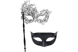 IETANG Couple Mardi Gras Mask Venetian Masquerade Mask Set Party Costume Accessory