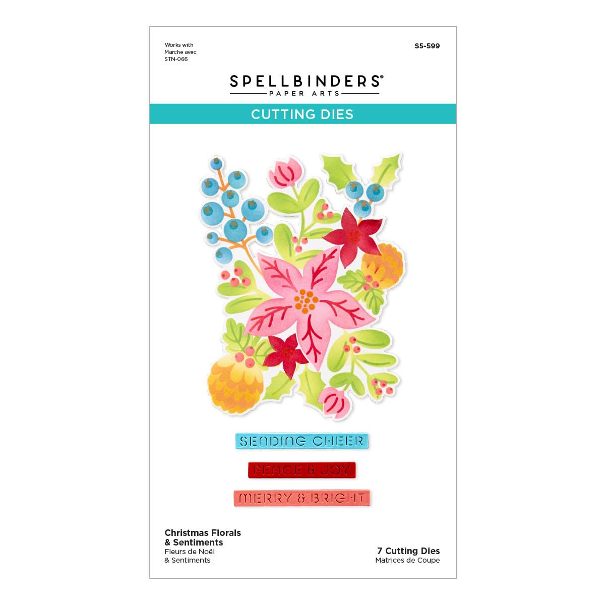 Spellbinders Christmas Florals & Sentiments Etched Dies from the Classic Christmas Collection