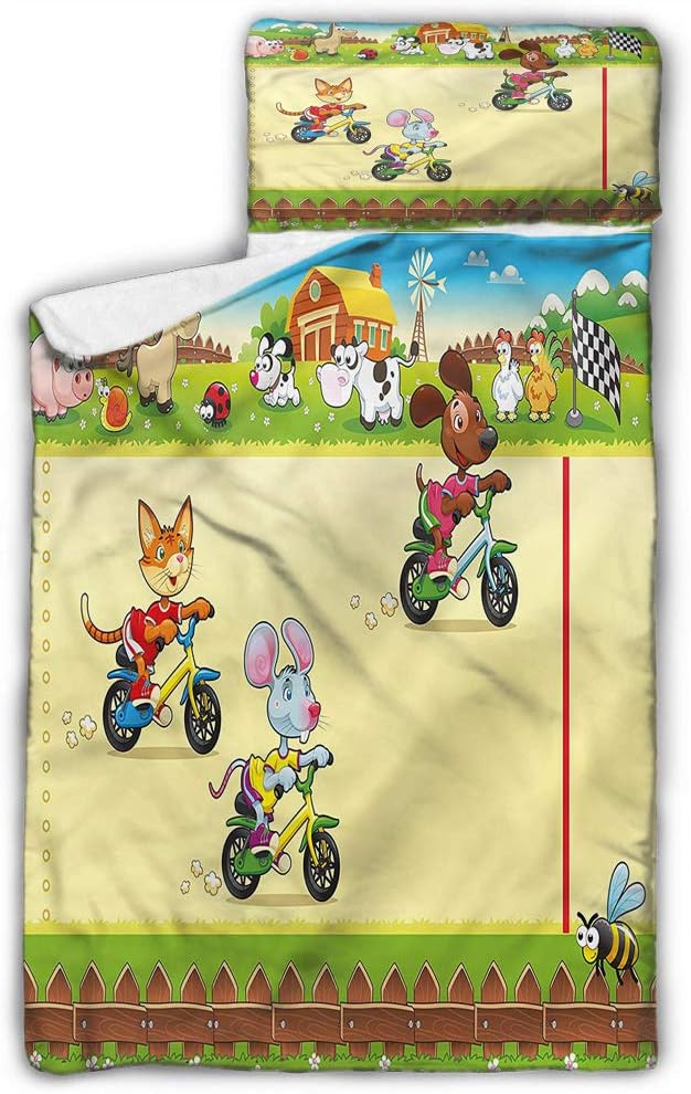 Kids Child Nap Mat Mouse Cat and Dog Cartoon for Daycare and Preschool 50X20 INCH