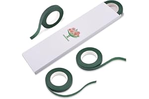 herberwe 4 Rolls Dark Green Floral Tape, 1/2 Inch x 30 Yards Florist Tape, Floral Tape for Fresh Flowers & Artificial Flowers, Wedding Bouquets, Boutonniere, Floral Arrangement & Craft