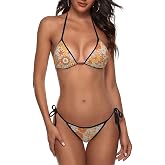 JINJINKIANG New Sexy Two Pieces Bikini Sets for Women Triangle Top & Thong String Tie-Up Swimsuit