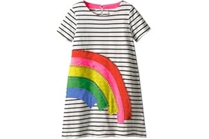 HILEELANG Toddler Girl Cotton Casual Dress Summer Short Sleeve Basic Tunic Playwear Shirt Dresses