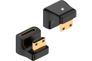 Duttek 8K U Shape Mini HDMI Adapter, 48Gbps Down Angle Mini HDMI Male to Female Extension Adapter, with LED Working Indicator