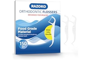 RAZOKO Orthodontic Flossers for Braces, Ortho Dental Floss Picks, Braces Flossers for Kids Teeth & Adults, Unflavored, 75 Cou