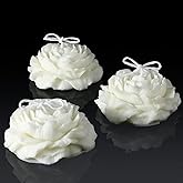 Roowest 3 Pcs Flower Shape Trendy Candles Floral Shaped Aesthetic Candle Soy Wax Handmade Minimalism Decorative for Home Spa Yoga Decor Art Gift(White)