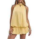 Verdusa Women's Cut Out Halter Satin Drop Waist Wedding Guest Dresses 2026 Mini Bubble Dress