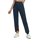 G4Free Women's Fleece Elastic Waist Joggers Casual Trousers Workout Dark Navy