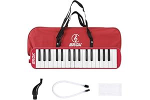 EROK 32 Keys Melodica Keyboard Instrument - Portable with Carrying Bag, Ideal for Beginners & Adults Gift (Red)