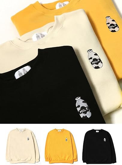 Amazon Bullang レディース 牛乳全部ください スウェット 起毛 マスタード トレーナー パーカー 通販