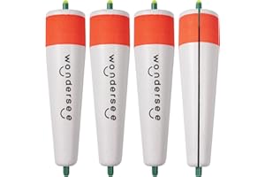 wondersee Fishing Floats Weighted Slotted Peg Popping Floats Slip Bobbers, Pack of 4